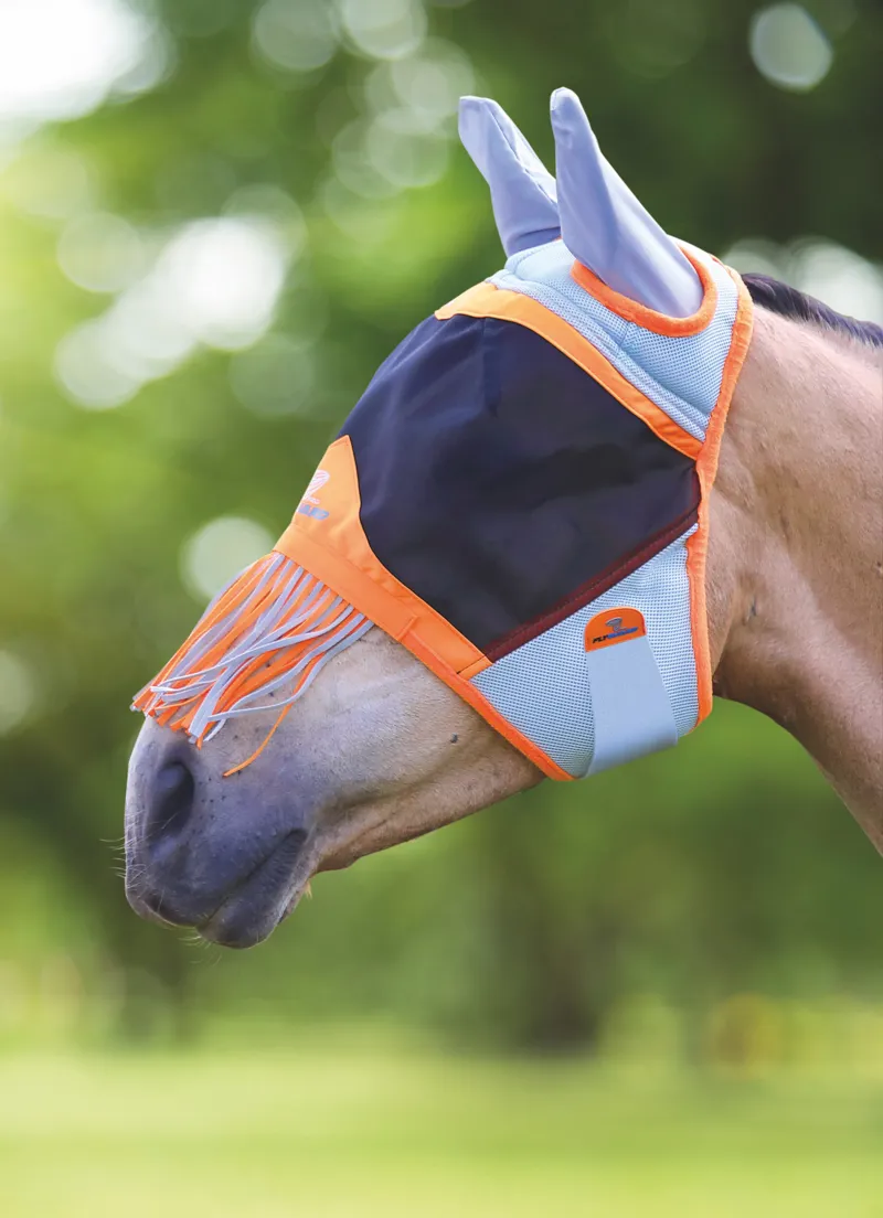 Shires Air MotionFly Mask With Ears And Fringe Orange